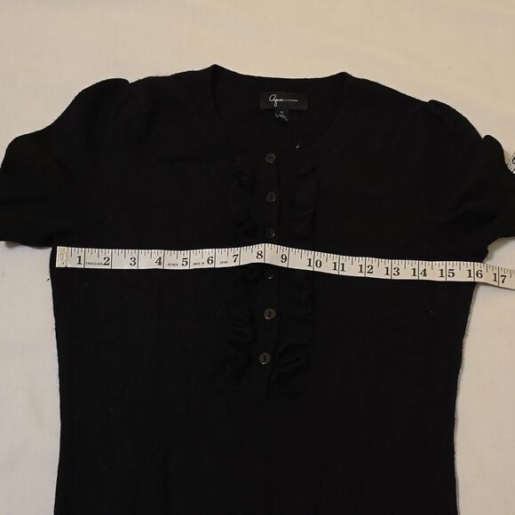 Aqua Cashmere short sleeve sweater with ruffle, sz S - Picture 5 of 9